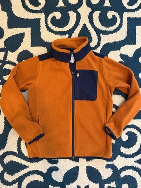 Amazon Essentials Orange Fleece Jacket with Navy Contrast